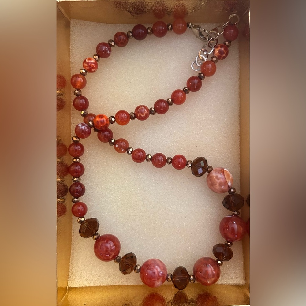 Red/ burgundy beaded necklace